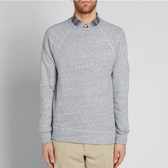 APC Marina Marl Grey Cotton Crewneck Sweatshirt - Picture 1 of 9